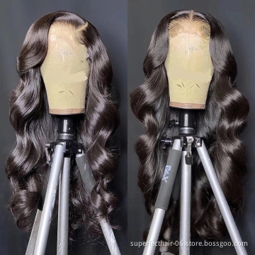Wholesale Brazilian Virgin Hair 4*4 360 Body Wave transparent 13*6 13*4 Lace Front Human Hair Wigs for Black Woman